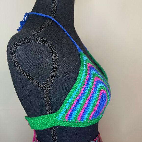 Crochet Bra bikini top, Handmade By Seller, cotton yarn washable swim - Picture 7 of 13